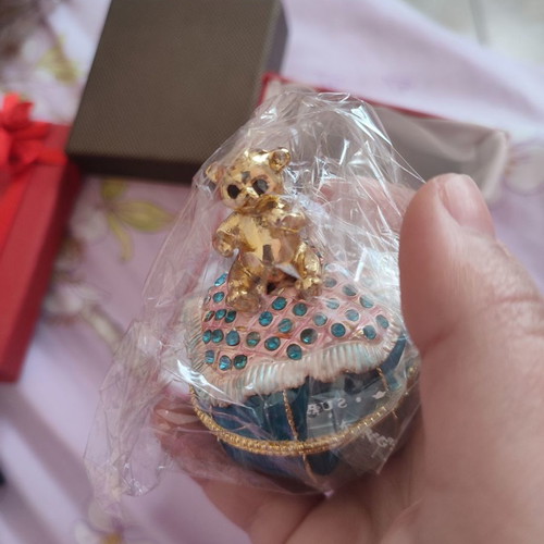 Decorative jewelry box new with teddy bear and rhinestones
