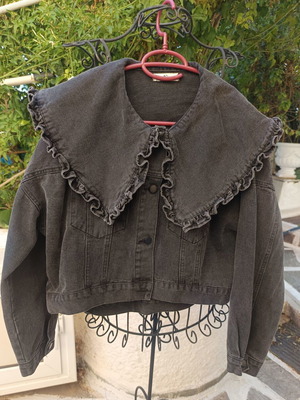 Mochy denim jacket gray black one size oversized new