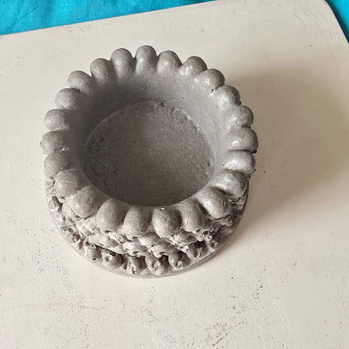 Handmade concrete skull candle holder, gothic decor