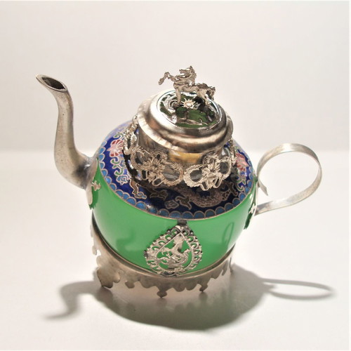 Teapot old porcelain and nephrite used, Asian art