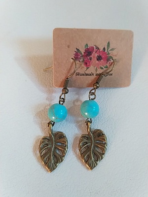 Handmade earrings with turquoise haolite, new, 5 cm