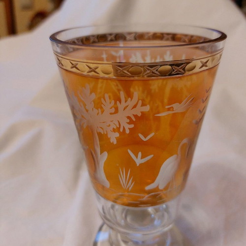 Bohemia glass used vintage amber crystal with tayé hand designs
