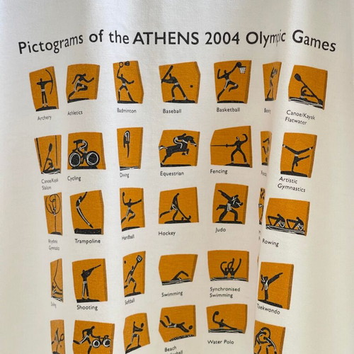 T shirt Athens 2004 Olympic Games with pictograms, size L like new