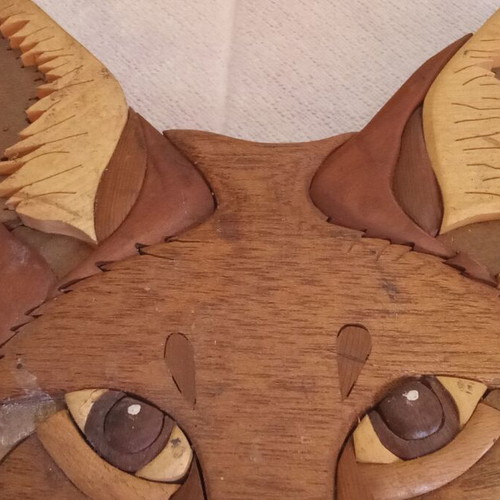 Intarsia Wall Art Fox Head hand crafted by Roger Bruneau like new
