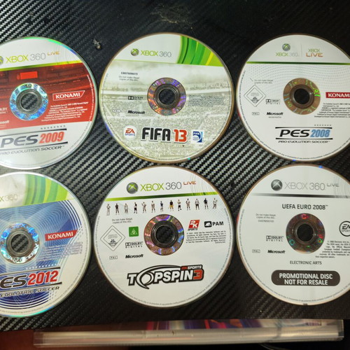 Xbox 360 sports games lot, 6 discs including PES, FIFA, Top Spin, Euro 2008