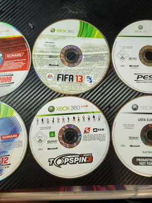 Xbox 360 sports games lot, 6 discs including PES, FIFA, Top Spin, Euro 2008
