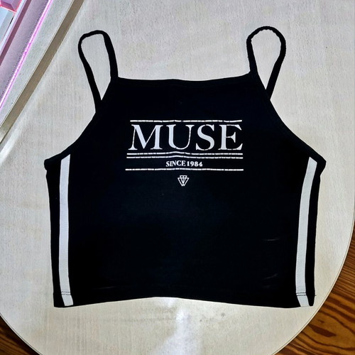 Muse black crop top used, size XXS
