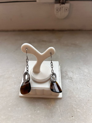 Silver drop earrings with quartz and zircon like new