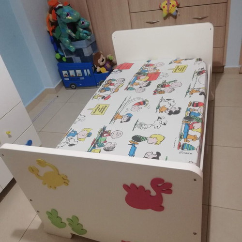 Two children's cribs convertible to beds with LaTeX mattresses