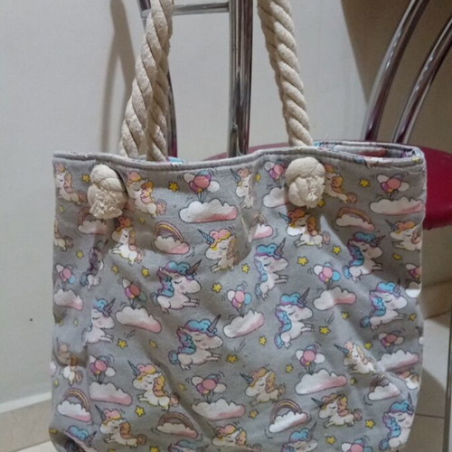 Children's beach bag with unicorn, like new, shoulder, gray