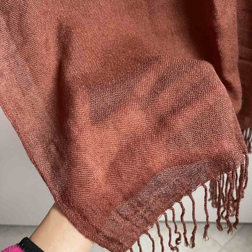 Brown scarf like new with fringes, autumn or spring pashmina