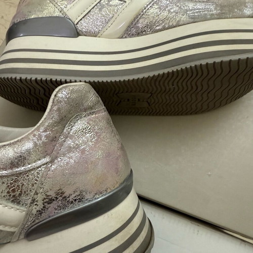HOGAN Silver sneakers 38.5 like new, genuine silver sports shoes