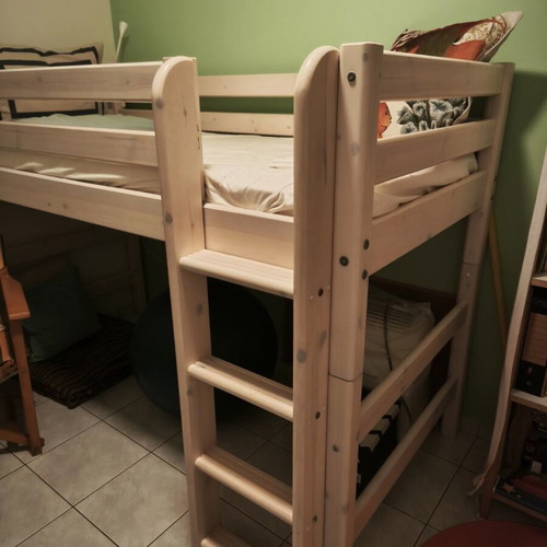 Flexa children's bed 1.2 with ladder, mattress, desk and ergonomic chair