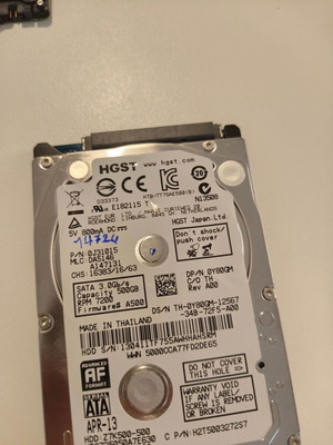 HGST TT7SAE500 Hard Drive 500GB 7200RPM used, 14721 hours