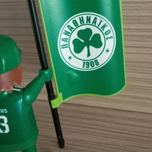 Playmobil Panathinaikos Football Fan Figure like new with flag and cap
