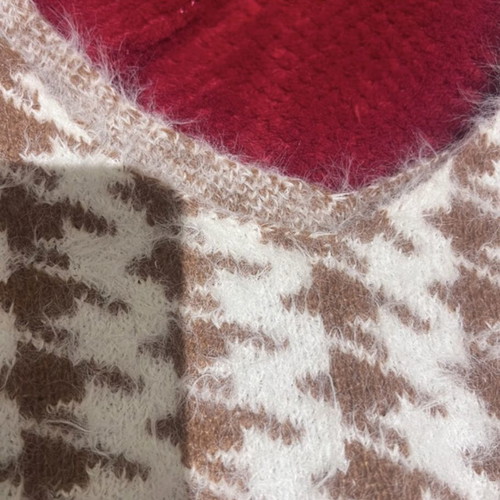 Fluffy knitted crop top houndstooth Shein size M like new