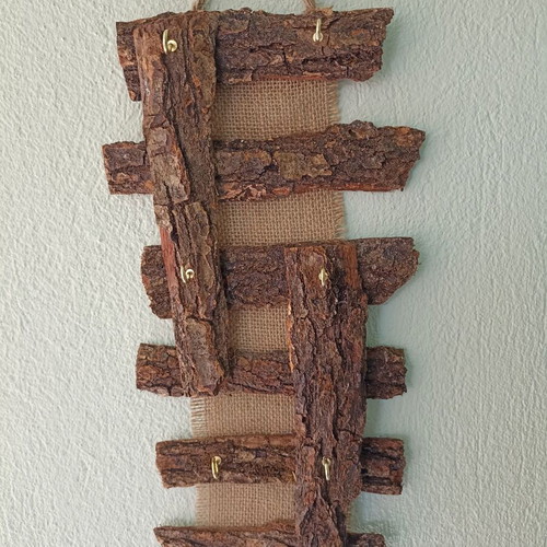 Handmade wall stand for keys from tree bark new