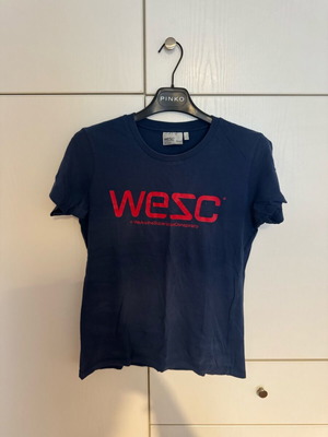 WESC T-shirt blue with red logo size M used