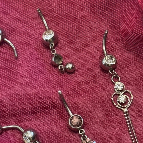Navel Earrings set of 8 used with two types of fasteners
