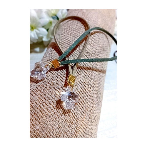 Handmade martyrika with suede cord and transparent crystallized cross, made to order