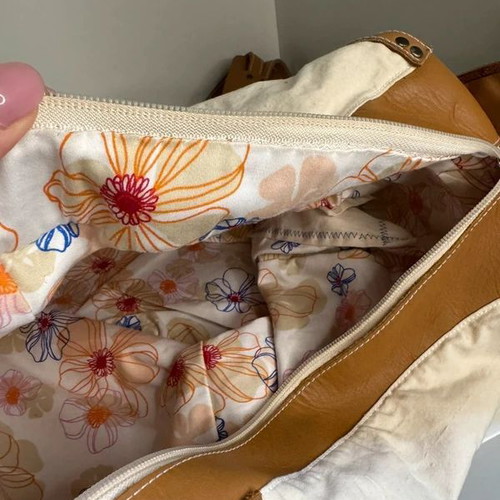 Shoulder backpack bag new, beige and brown