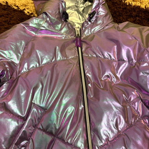 Mayoral double face jacket used, purple and silver, size 12