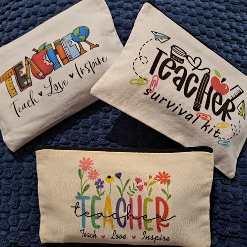 Teacher fabric toiletry bag new, canvas case