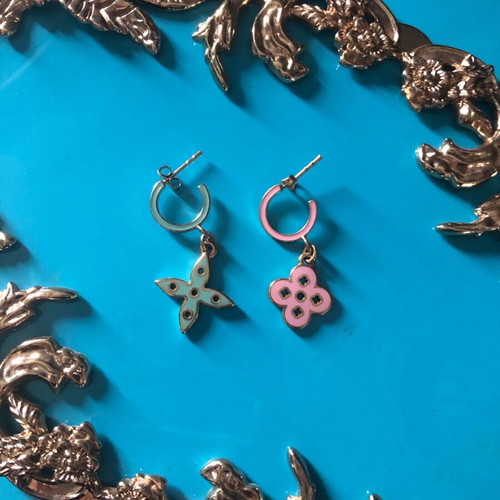 Blooming earrings like new, two-tone gold plated