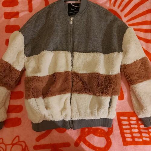 Bomber jacket Bershka new, size XS, gray pink white