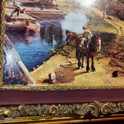 Vintage Flatford Mill Print by John Constable with Large Carved Frame used