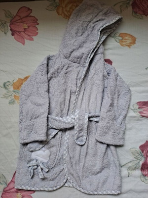 Anemos baby bathrobe for 1-2 years, cotton with hood