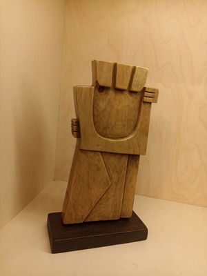 Modern art wooden carving couple of human figures handmade new