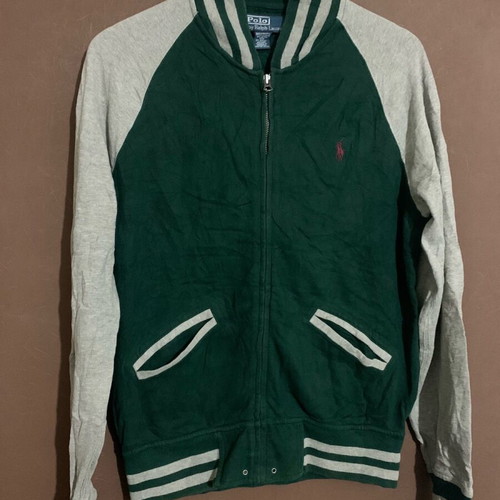 Polo Ralph Lauren full zip varsity jacket men’s like new, size S, green/gray
