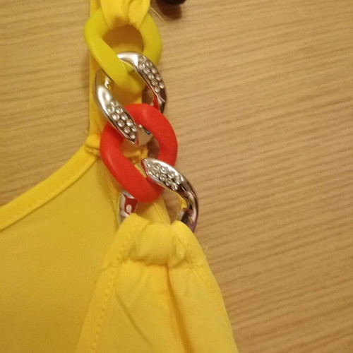 Dress long yellow like new, summer with chain pattern