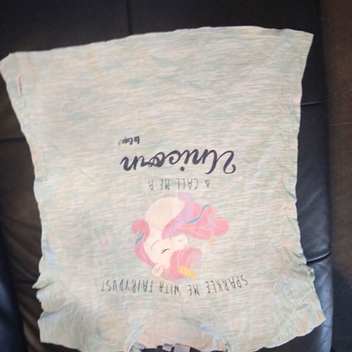Girls' t-shirt with unicorn like new, gray, size 128 cm