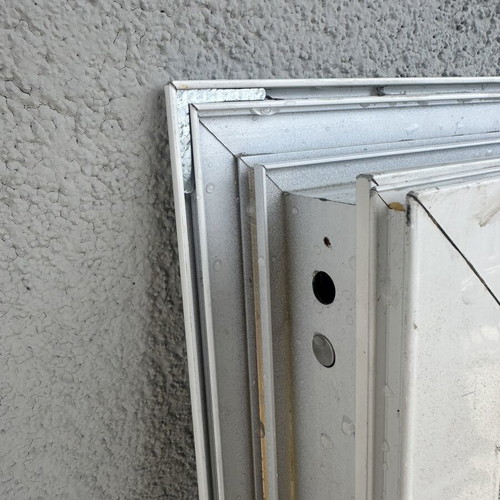 Aluminum bathroom window white with fixed screen like new