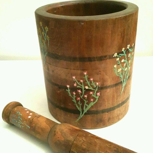 Wooden vintage mortar used in excellent condition