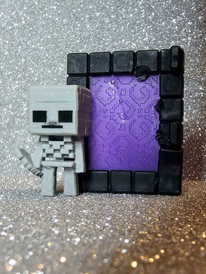 Minecraft Skeleton with Nether Portal Kinder Joy figure, damaged