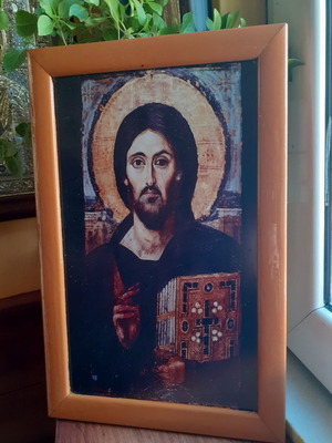 Εικόνα Ιησού Χριστού εν Σινά με κορνίζα και τζάμι
