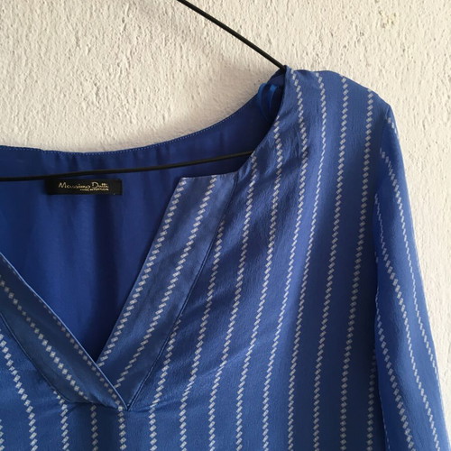 Massimo Dutti silk tunic dress, M, blue