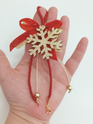 Snowflake hanging charm new with wooden decoration and number 25