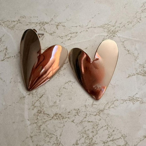 Gold Heart Earrings like new, statement design