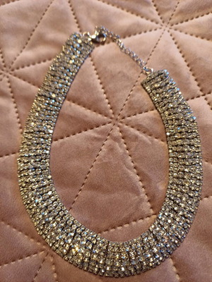 Strass choker necklace like new, silver