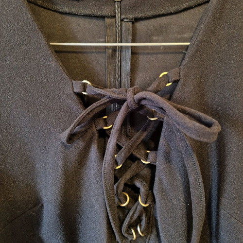 Black long-sleeve mini dress Small like new, velour fabric