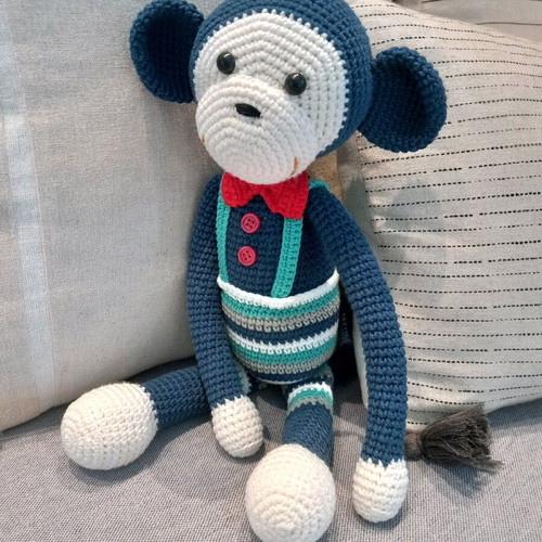 Handmade knitted monkey doll 36 cm new