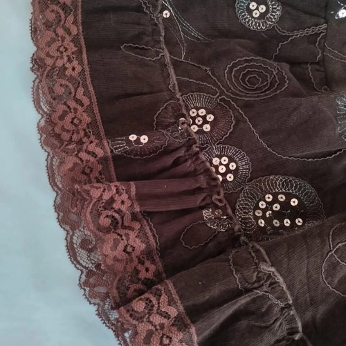 Vintage corduroy skirt Queen No.48 like new, brown with lace and sequins