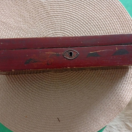 Antique Asian Wooden Calligraphy Case Used with Red Lacquer