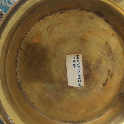 Bronze handmade decorative bowl used from India with peacock design