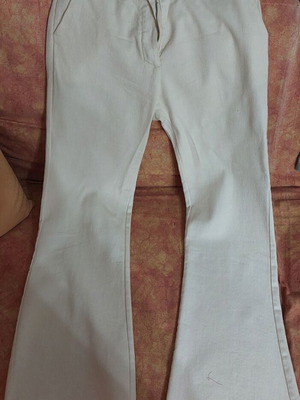 Παντελόνι τύπου καμπάνα λευκό/ζαχαρί καινούργιο No M-L