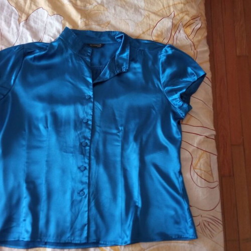 Satin shirt blue-noir, XL
